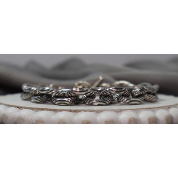 Michael Dawkins 925 Link Bracelet With Gray Pearl 47.5G / 8in/11mm - Picture 2 of 6